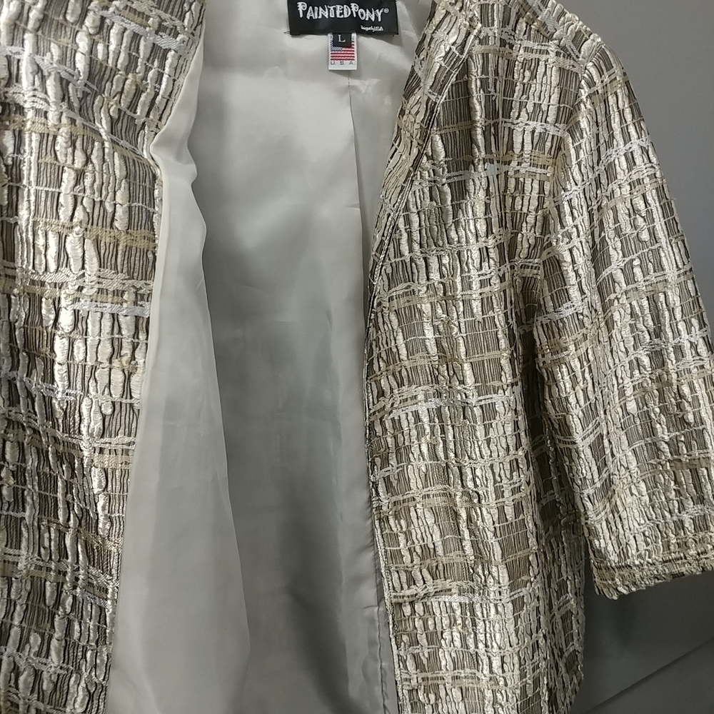 Painted Pony USA Vintage Gold Metallic Tapestry Jacket Women's Large - Picture 11 of 16
